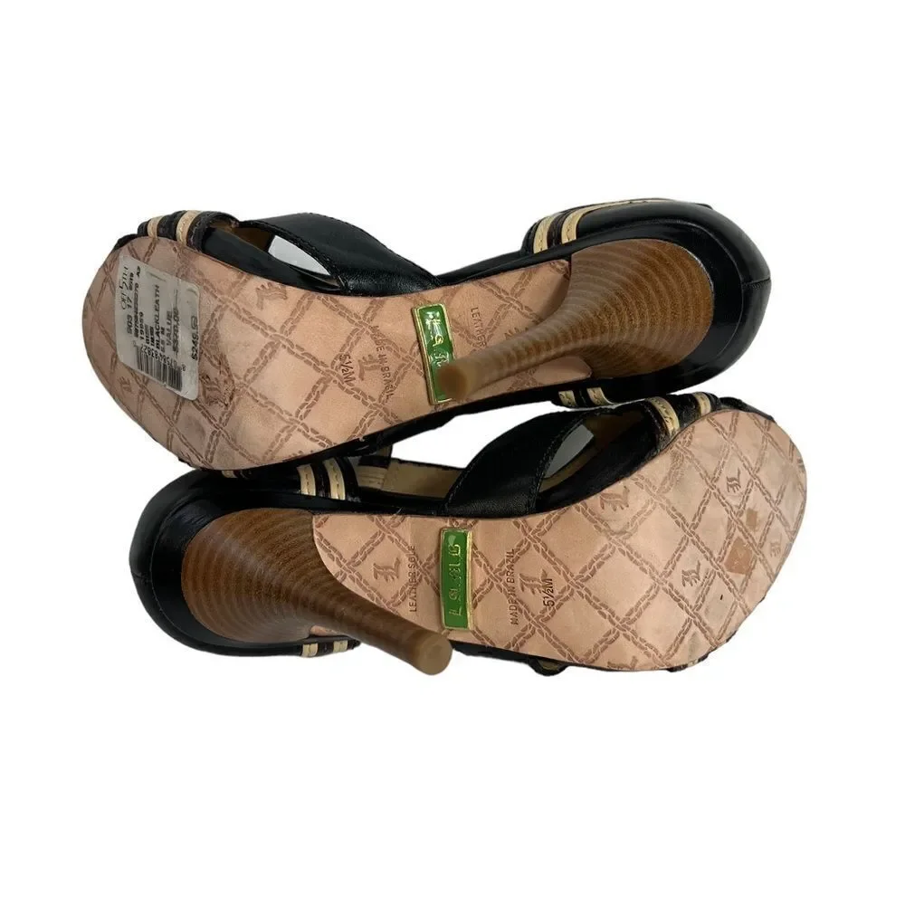 L.A.M.B. T-Strap Open Toe Stilettos Heels Size 5.5 NWT - Picture 7 of 9